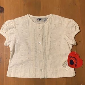 White cotton eyelet top.